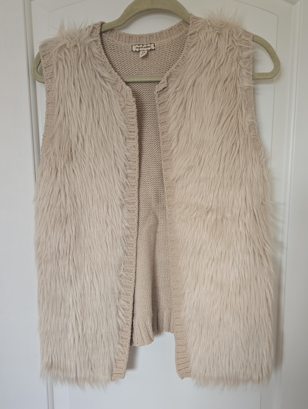 Faux Fur Cream Knit Vest